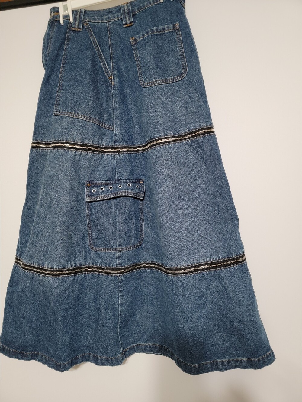 Hot Topic Social Collision Zip-Off Denim Cargo Maxi Skirt S Nwot / C3 - Picture 3 of 7